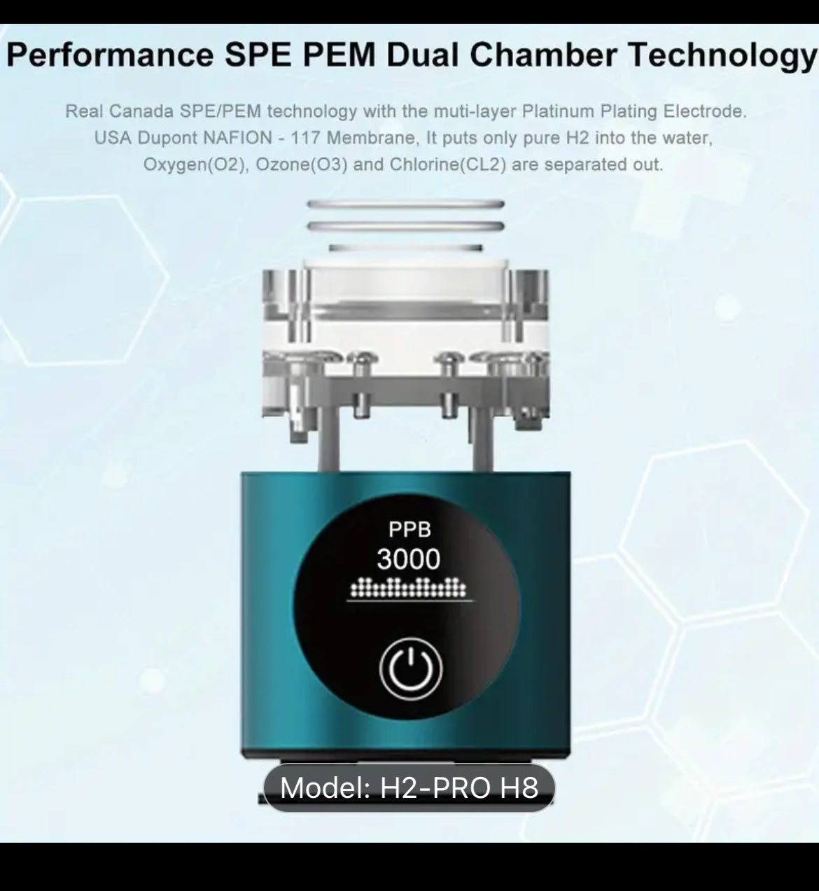 H8 Hydrogen Vandflaske - m. Oled Display